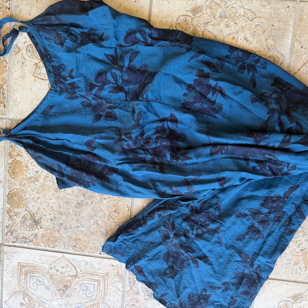Torrid Trapeze Maxi Dress sz 0 Large Blurred Floral Legion Blue - Picture 9 of 11